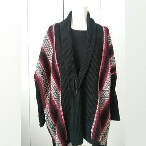 J. Jill Drape Front Sweater Cardigan Black and Red